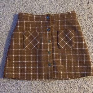 Brown plaid skirt